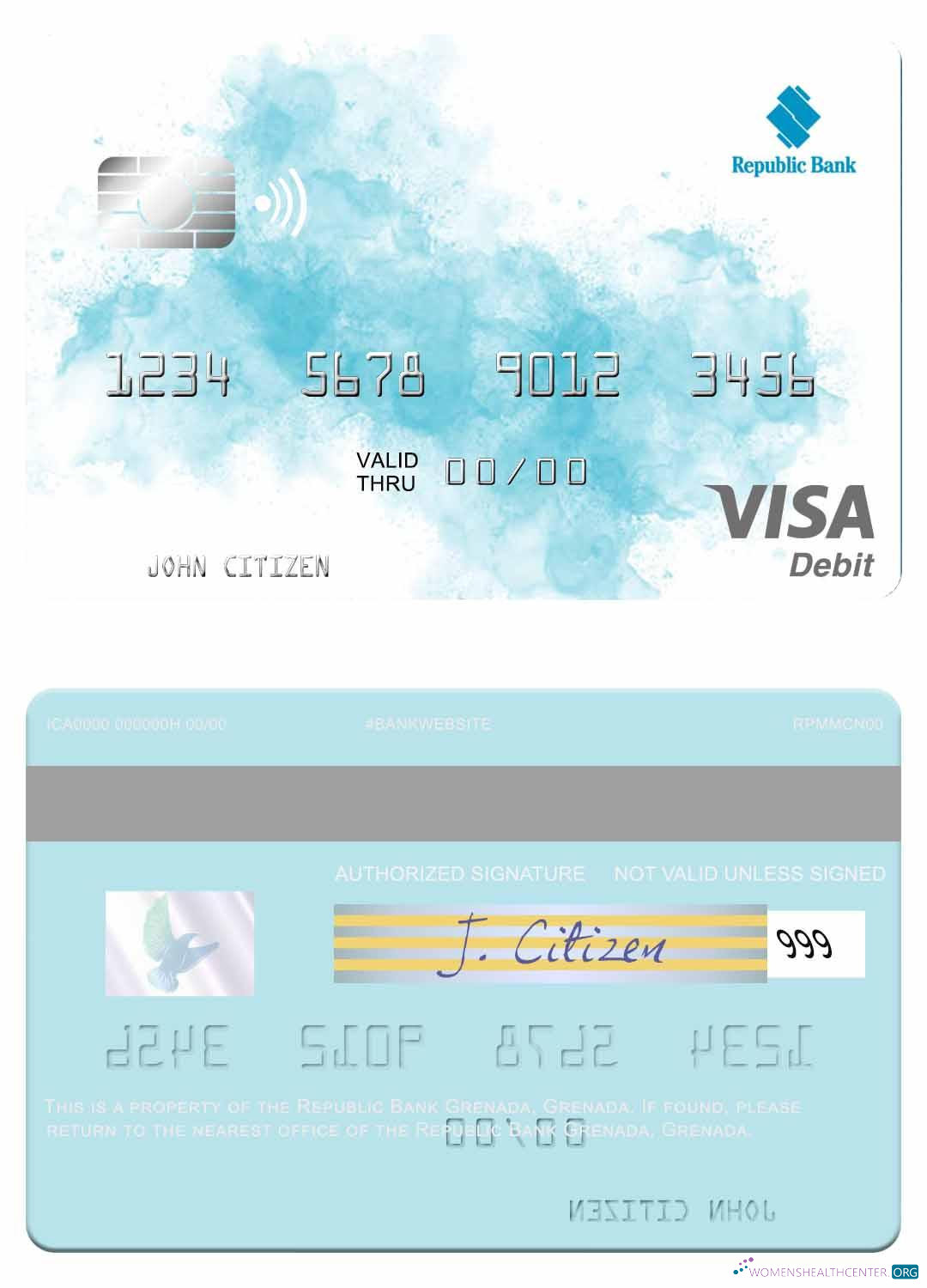 Download Grenada Republic Bank Grenada visa debit card Photoshop template